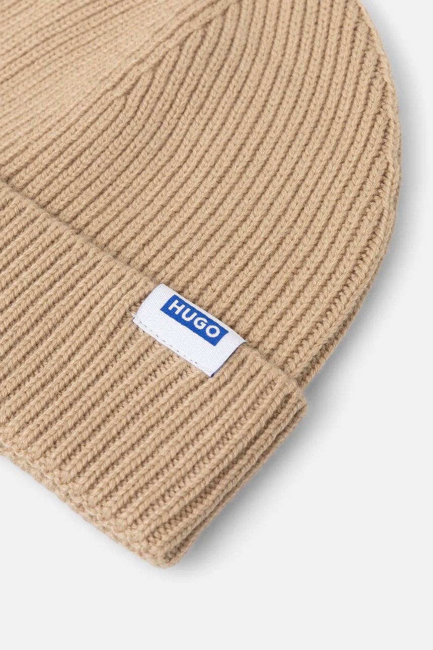 Σκουφάκι με προσθήκη μαλλιού Hugo Blue χρώμα: μπεζ, 50551371 φωτογραφία