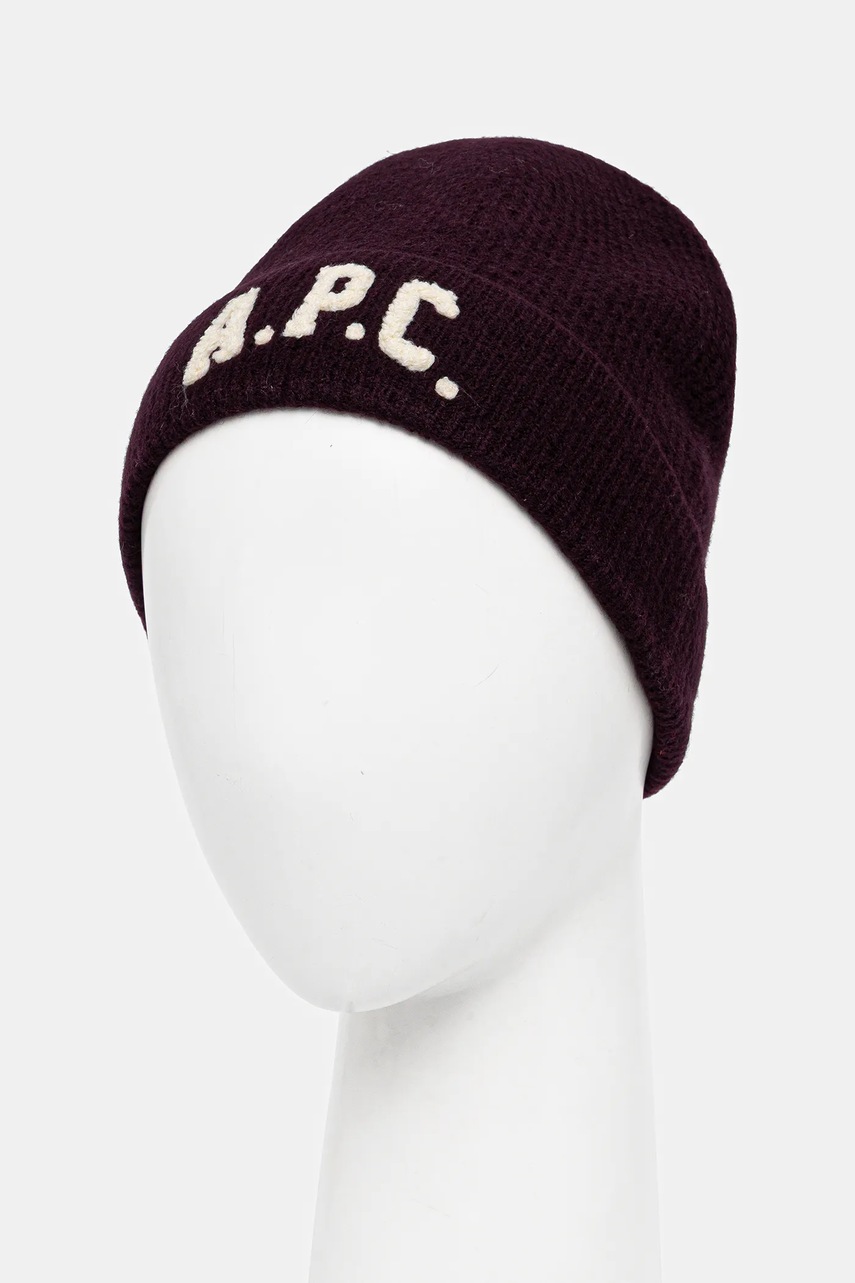 Шерстяная шапка A.P.C. bonnet axel цвет фиолетовый  WVBDK.M25111