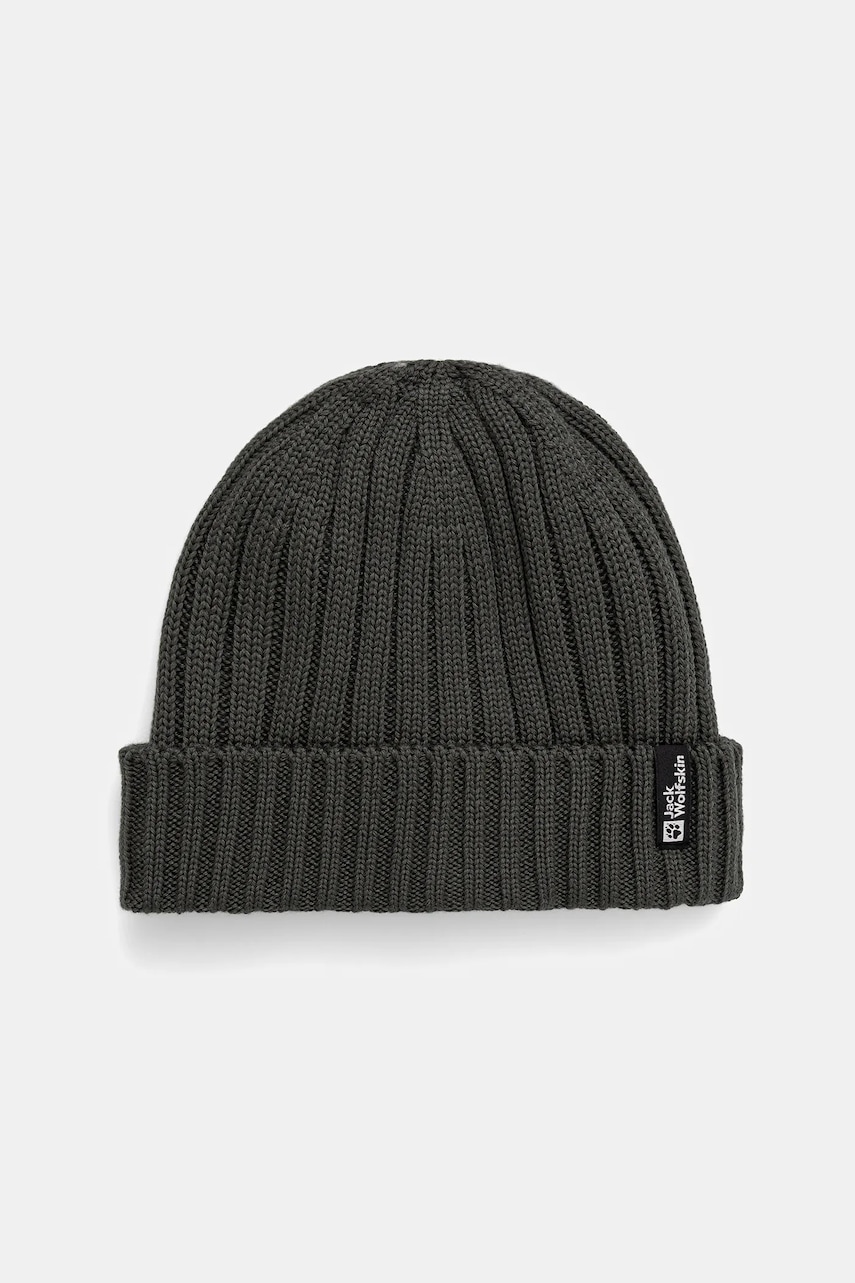 Jack Wolfskin pălărie din amestec de lână RIB KNIT culoarea verde, 1907122
