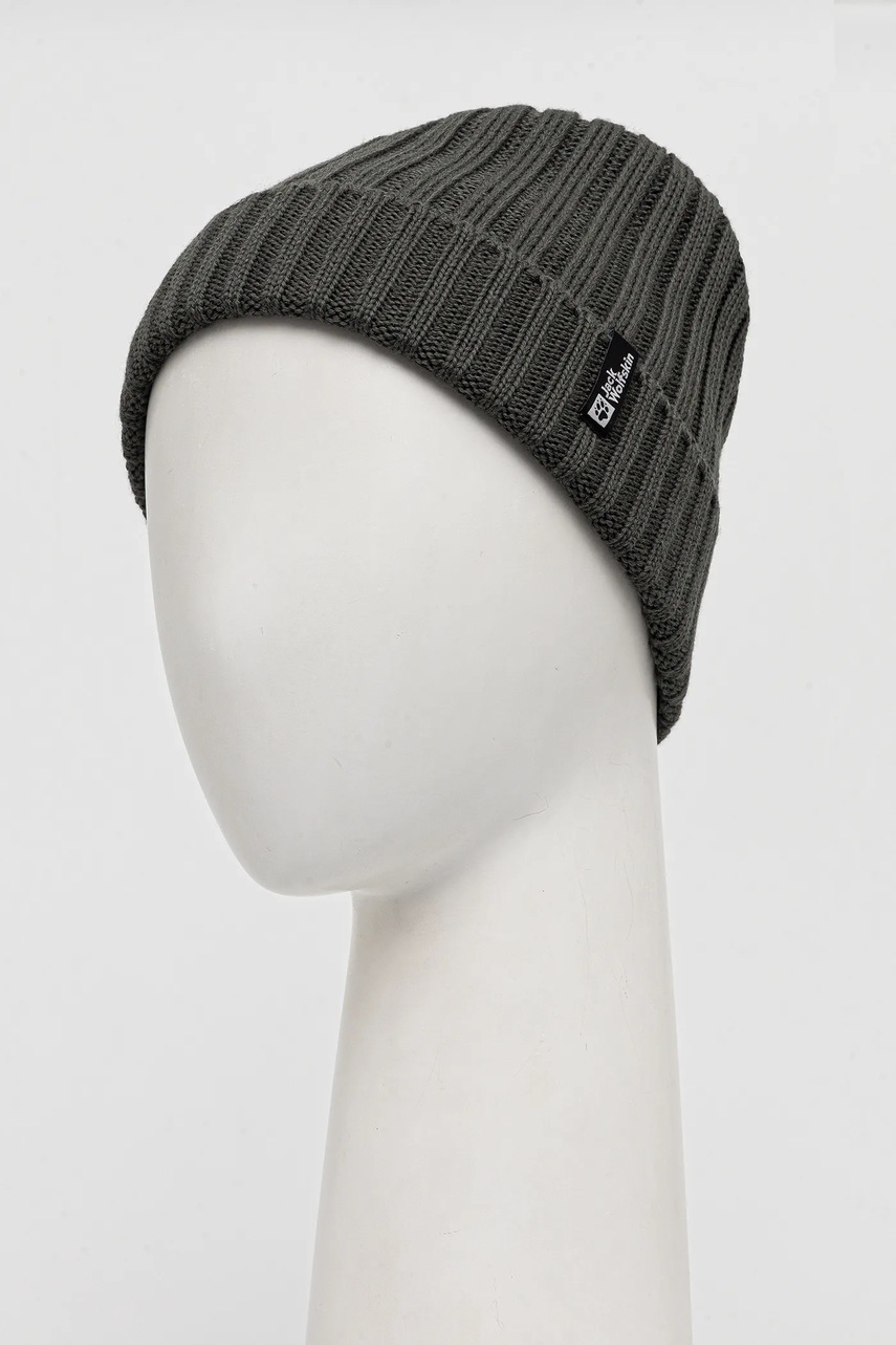 Шапка с добавлением шерсти Jack Wolfskin RIB KNIT цвет зелёный  1907122
