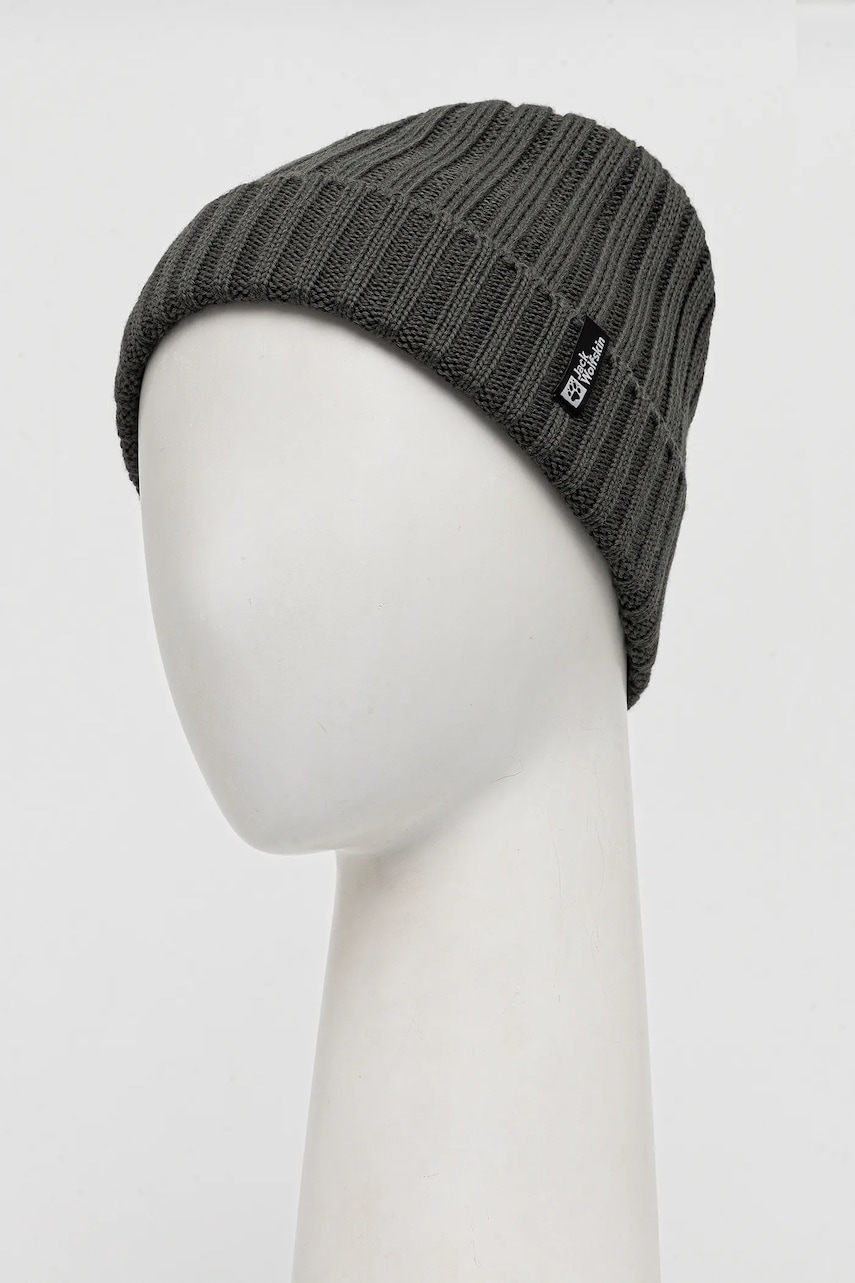 Шапка с добавлением шерсти Jack Wolfskin RIB KNIT цвет зелёный  1907122 Шапка с добавлением шерсти Jack Wolfskin RIB KNIT цвет зелёный  1907122