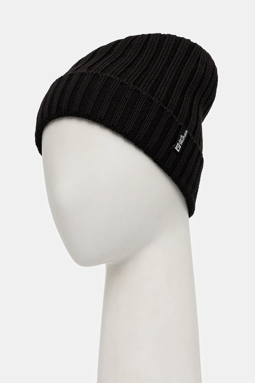 Шапка с добавлением шерсти Jack Wolfskin RIB KNIT цвет чёрный  1907122 Шапка с добавлением шерсти Jack Wolfskin RIB KNIT цвет чёрный  1907122