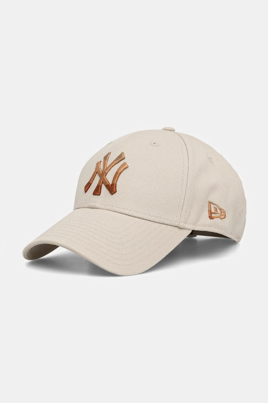 New Era șapcă de baseball din bumbac culoarea bej, 60691285
