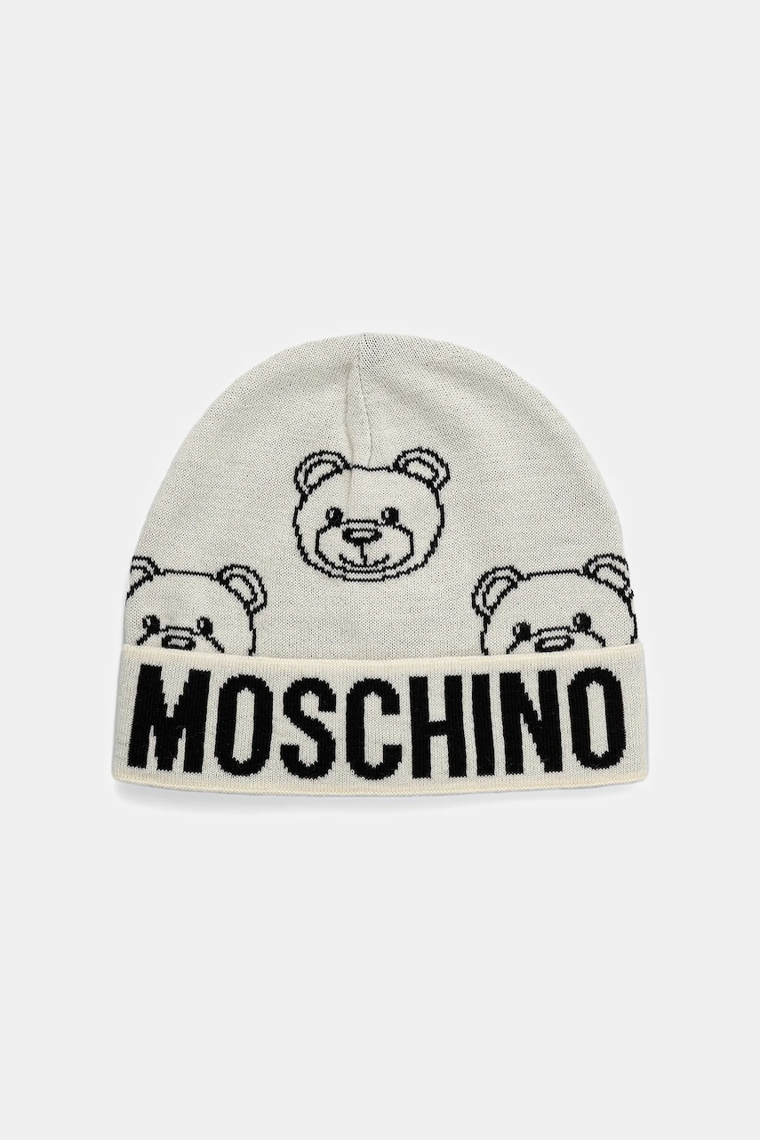 Levně Čepice s vlnou Moschino béžová barva, M3321 65443