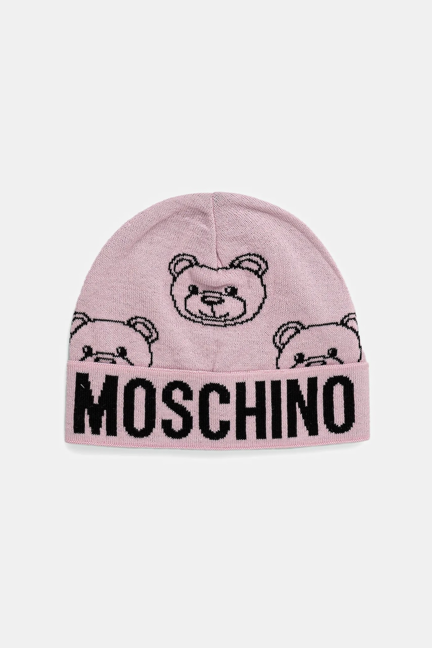 Levně Čepice s vlnou Moschino růžová barva, M3321 65443