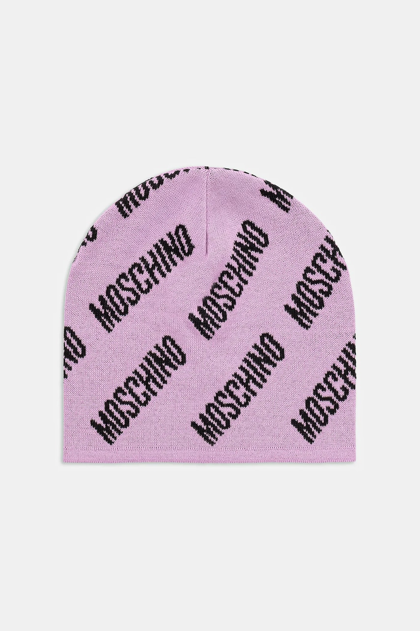 Levně Čepice s vlnou Moschino fialová barva, M5859 60112