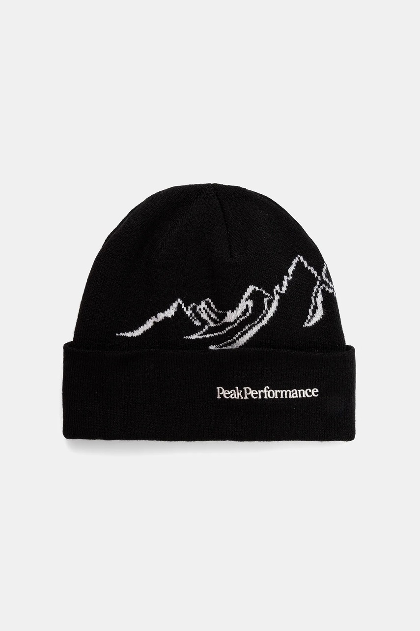 Levně Čepice s příměsí vlny Peak Performance černá barva, G79880