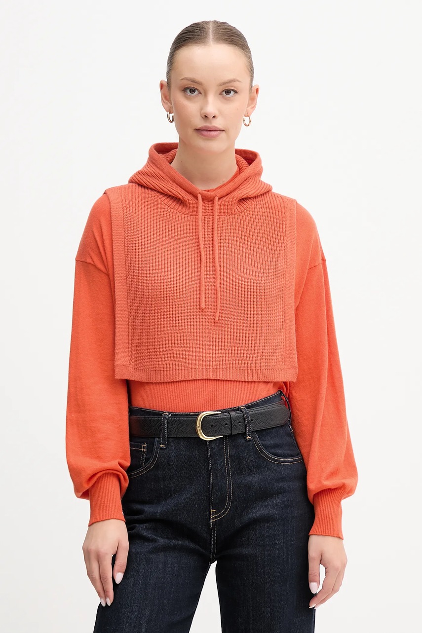 Levně Kapuce United Colors of Benetton oranžová barva, 6SCQDU01T