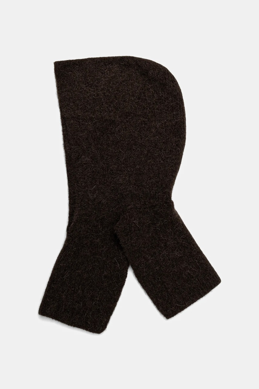 Σκούφος με προσθήκη μαλλιού American Vintage χρώμα: καφέ, VITO22B φωτογραφία