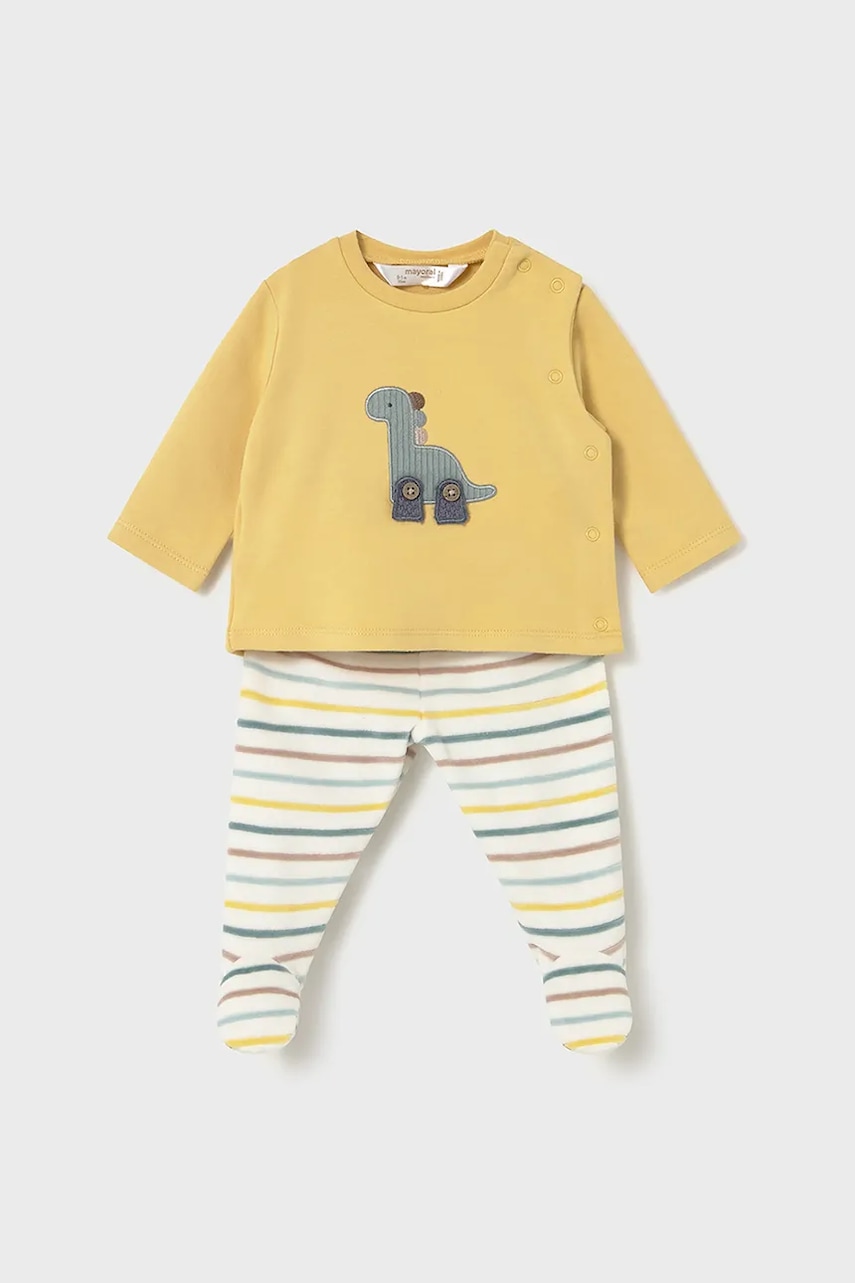 Mayoral Newborn compleu bebe culoarea galben, 2566