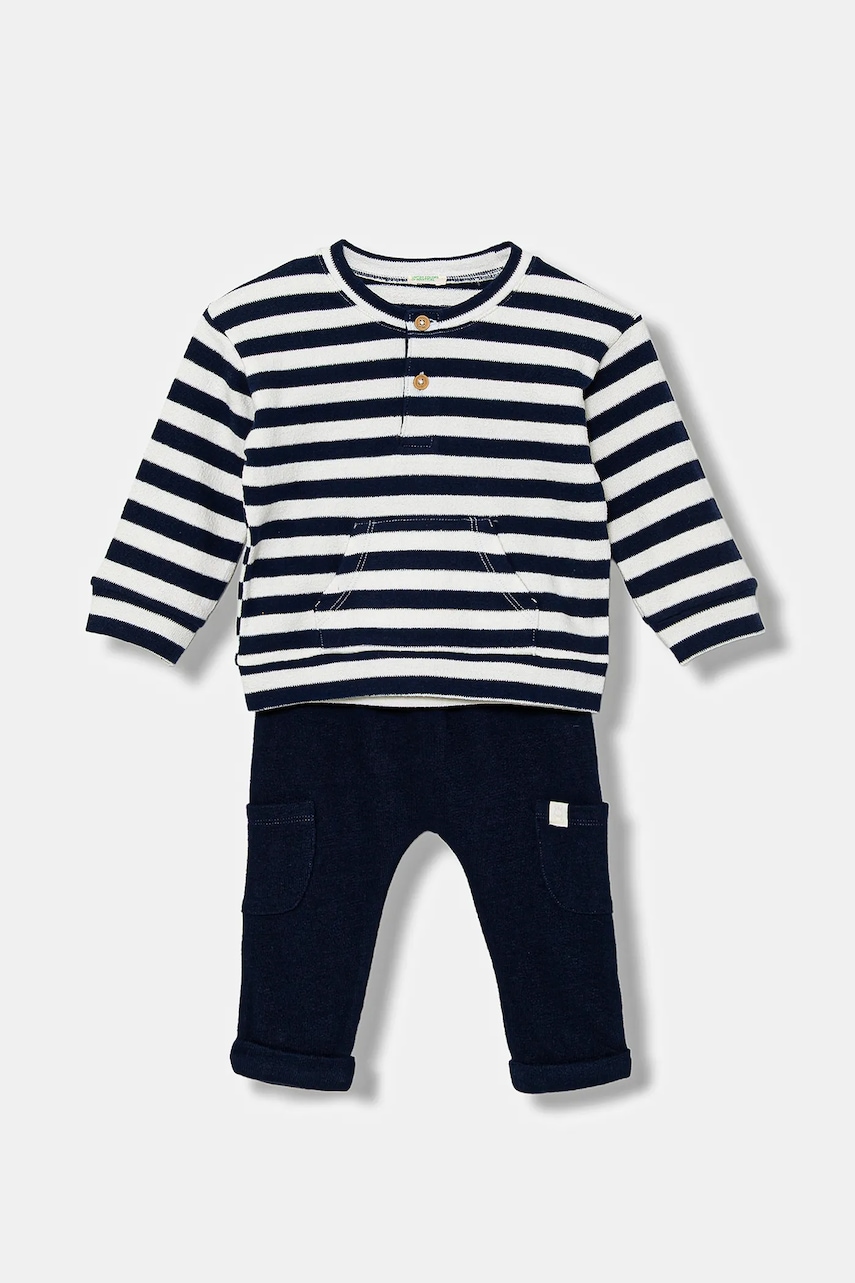 United Colors of Benetton set de bumbac pentru bebeluși culoarea bleumarin, 3FQYAK01A