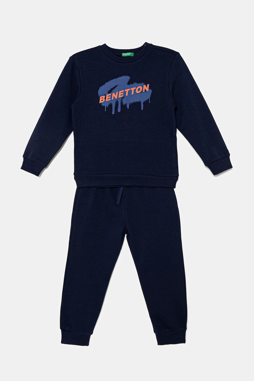 United Colors of Benetton trening de bumbac pentru copii culoarea bleumarin, 3J68GK00S