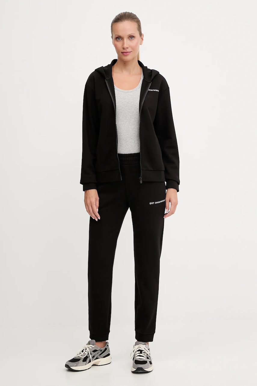 Levně Tepláková souprava EA7 Emporio Armani dámská, černá barva, AF10443.7W000802