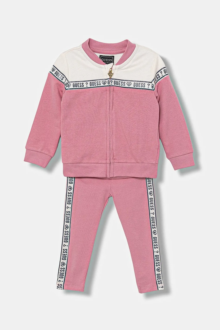 Levně Bavlněná tepláková souprava pro miminka Guess 2-pack růžová barva, A5YG10 KA6R4