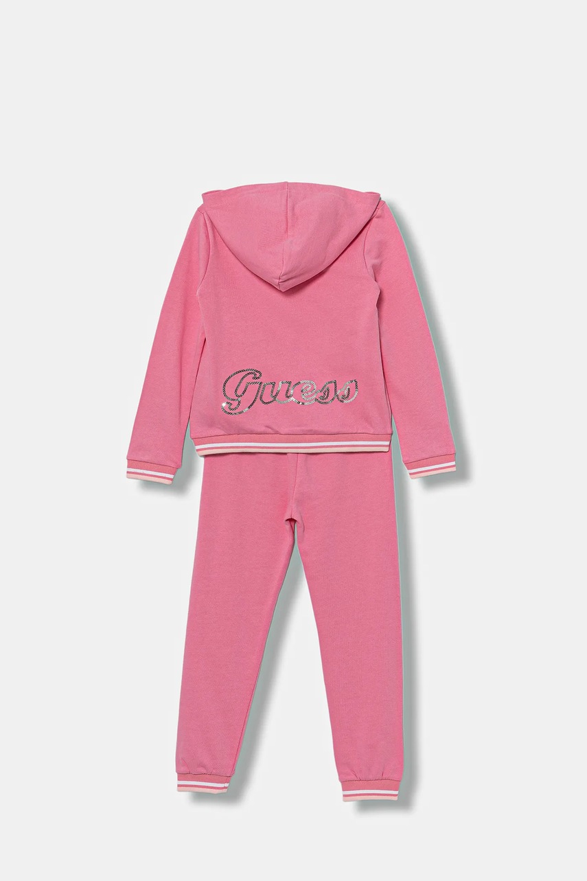 Детский хлопковый спортивный костюм Guess цвет розовый K5YG00 KA6R4