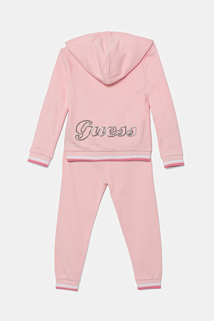 Детский хлопковый спортивный костюм Guess цвет розовый K5YG00 KA6R4