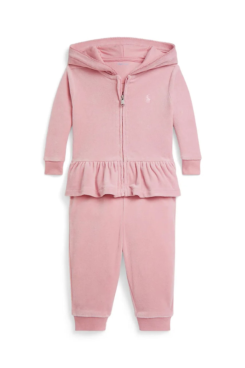 Levně Kojenecká tepláková souprava Polo Ralph Lauren růžová barva, 310877764008