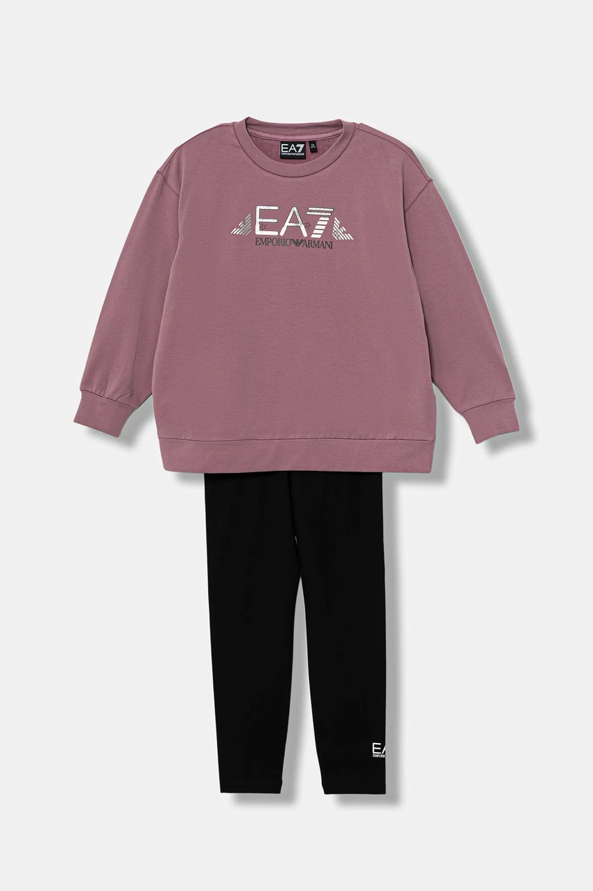 Levně Dětská tepláková souprava EA7 Emporio Armani růžová barva, 7G000167 AF15583