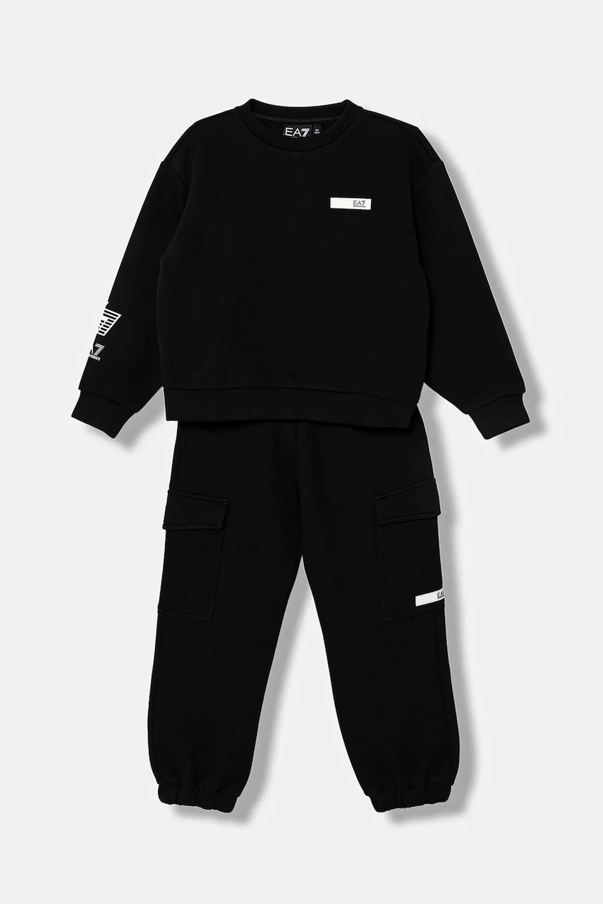 Levně Dětská tepláková souprava EA7 Emporio Armani černá barva, 7G000161 AF13151