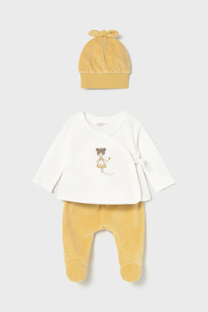 Mayoral Newborn compleu bebe culoarea galben, 2559