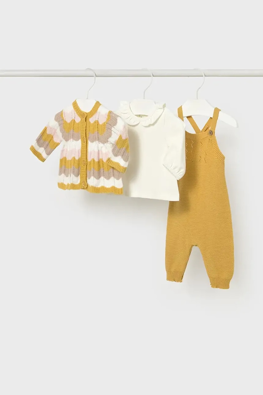 Mayoral Newborn compleu bebe culoarea galben, 2604
