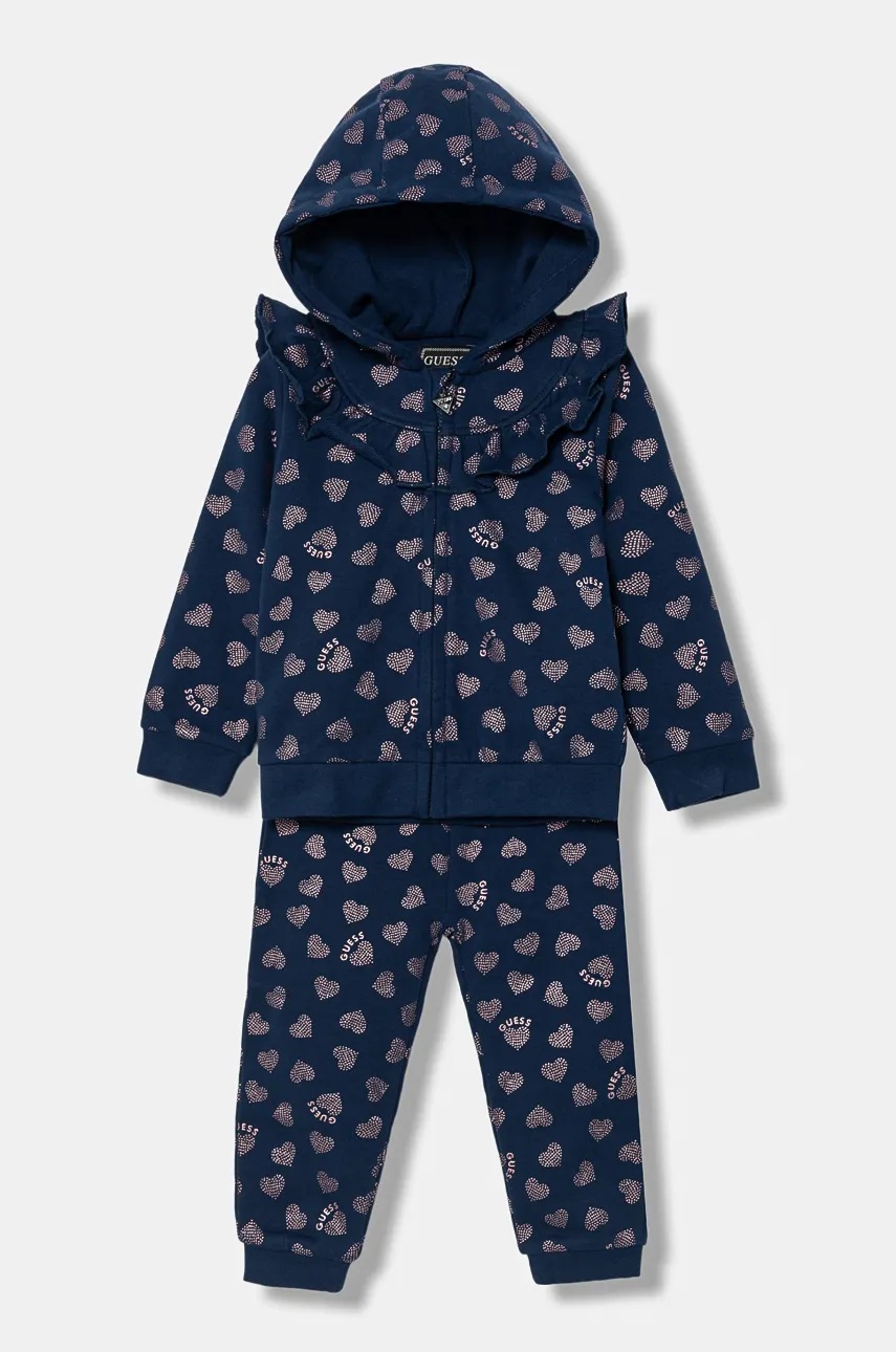 Levně Kojenecká bavlněná tepláková souprava Guess 2-pack tmavomodrá barva, A5BG08 KAD74