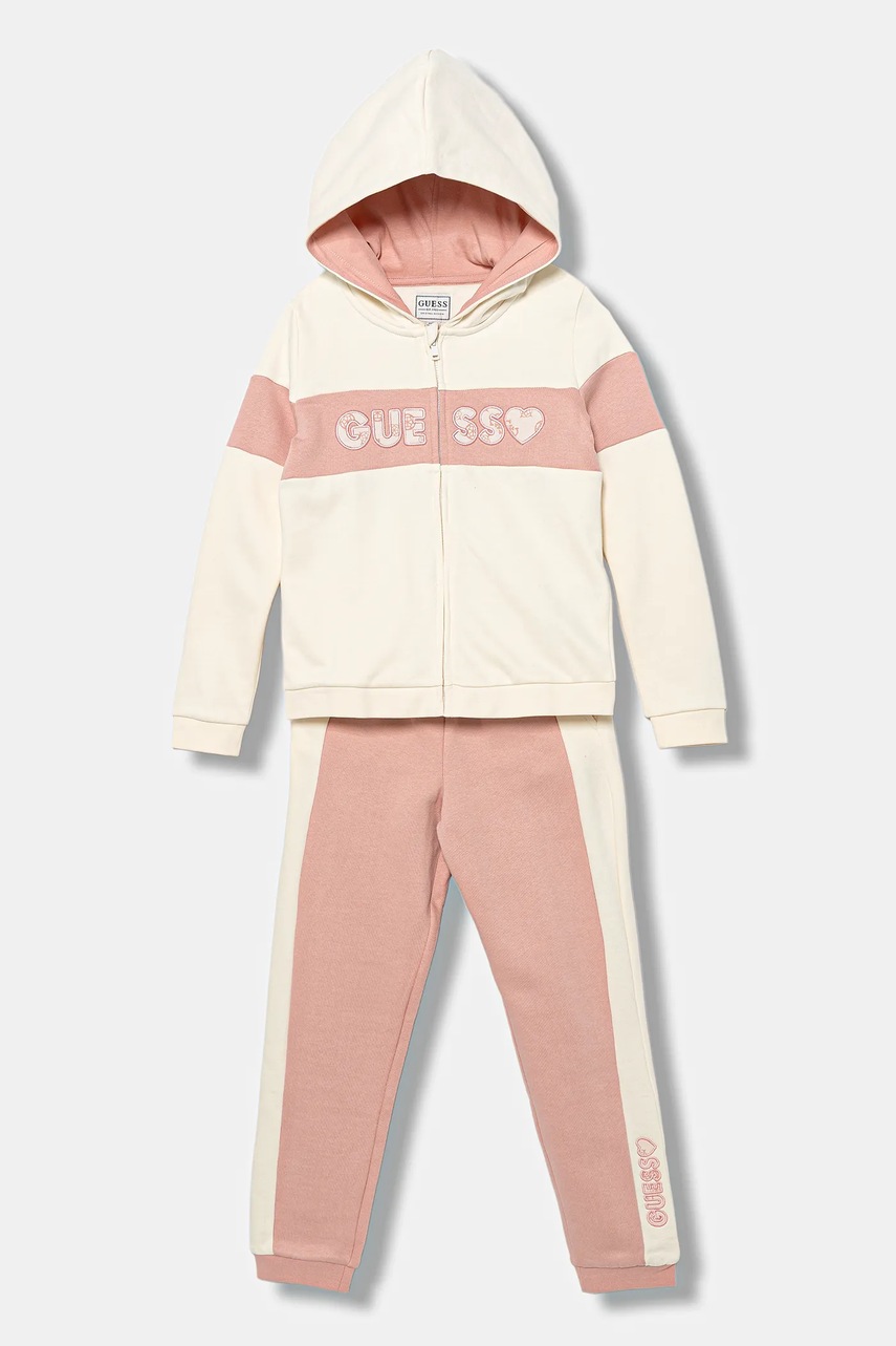 Levně Dětská bavlněná tepláková souprava Guess růžová barva, K5BG04 KAV34