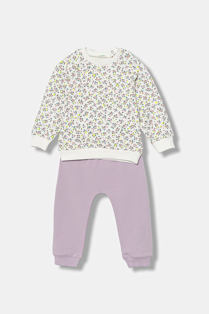 Levně Kojenecká tepláková souprava United Colors of Benetton fialová barva, 3QGXAK01B