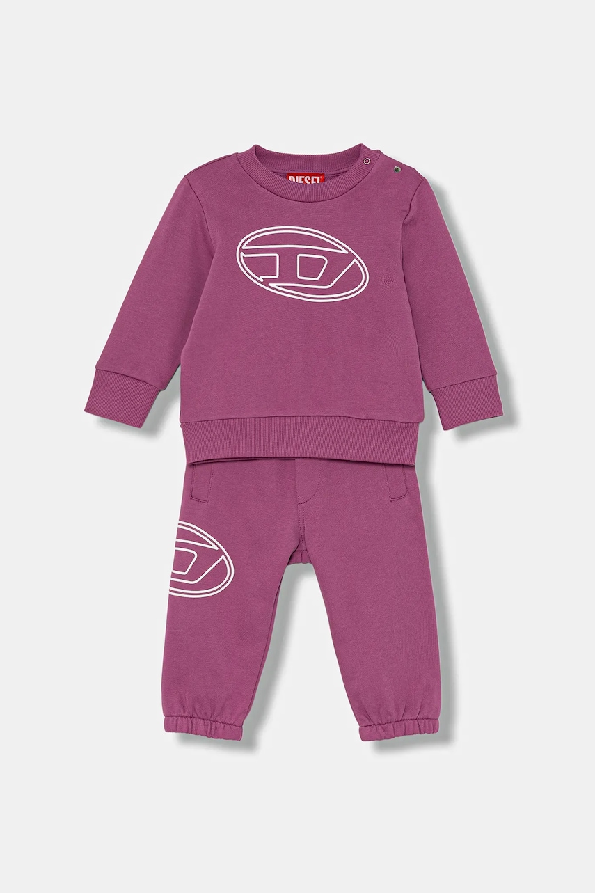 Diesel trening din bumbac pentru bebeluși STIMOTYB-SET OVERALLS culoarea violet, K00716