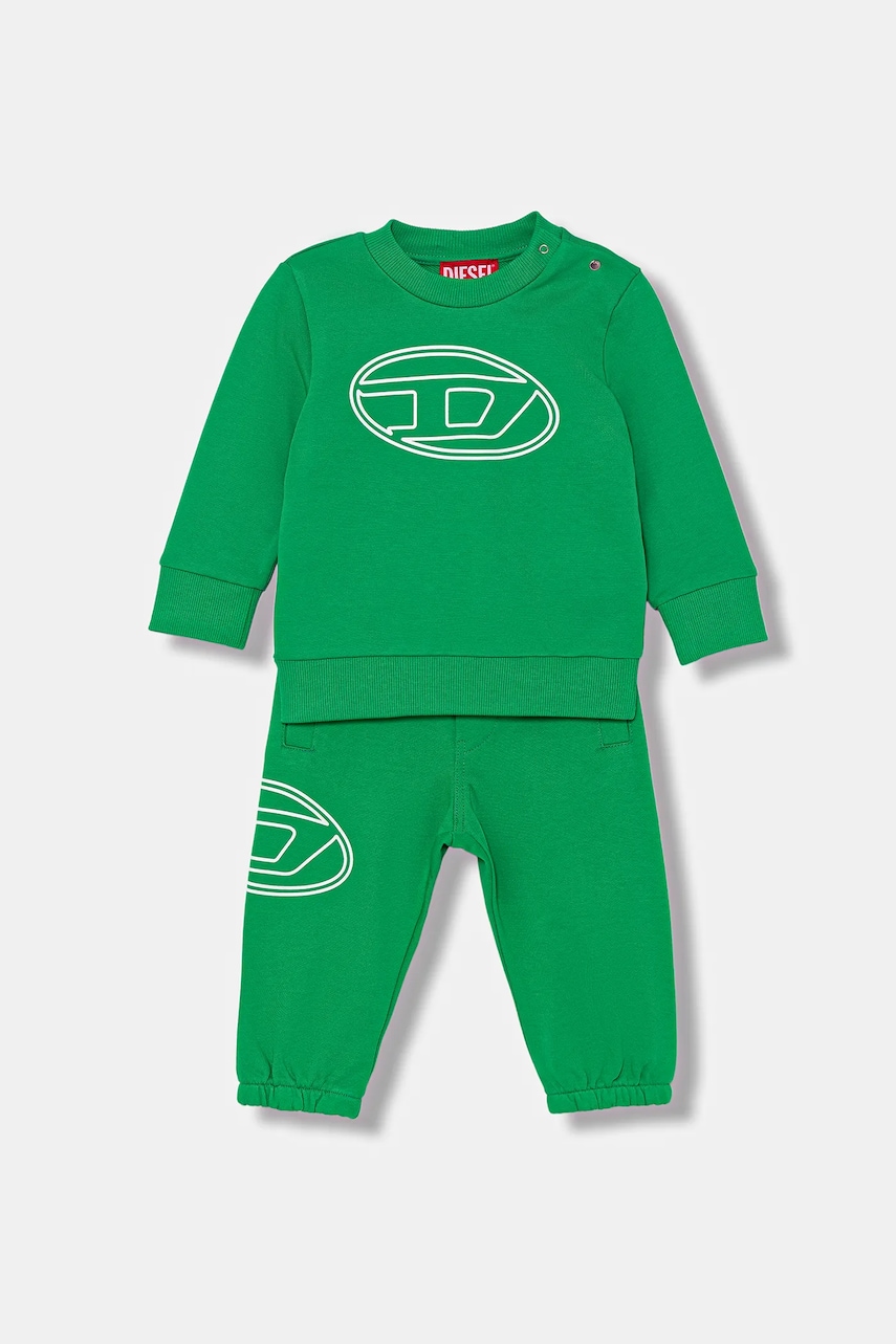Diesel trening din bumbac pentru bebeluși STIMOTYB-SET OVERALLS culoarea verde, K00716