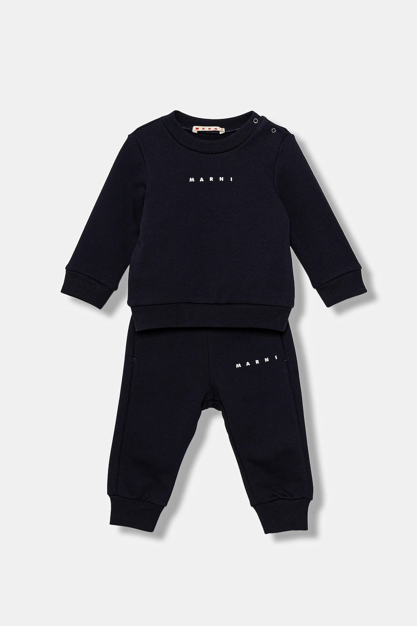 Marni trening din bumbac pentru bebeluși MS1B-SET OVERALLS 2-pack culoarea bleumarin, M01607