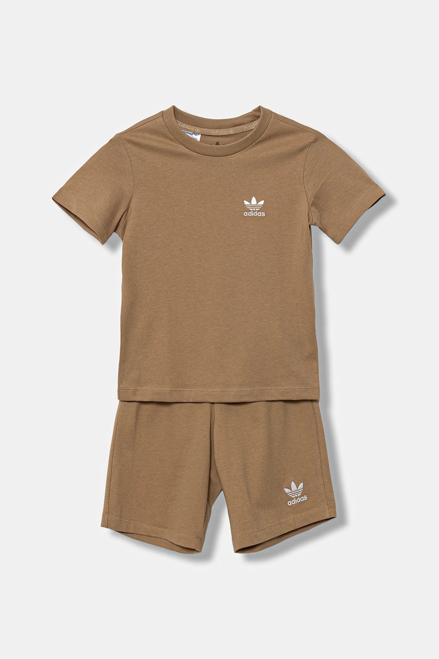 adidas Originals set de bumbac pentru copii culoarea maro, JY4981