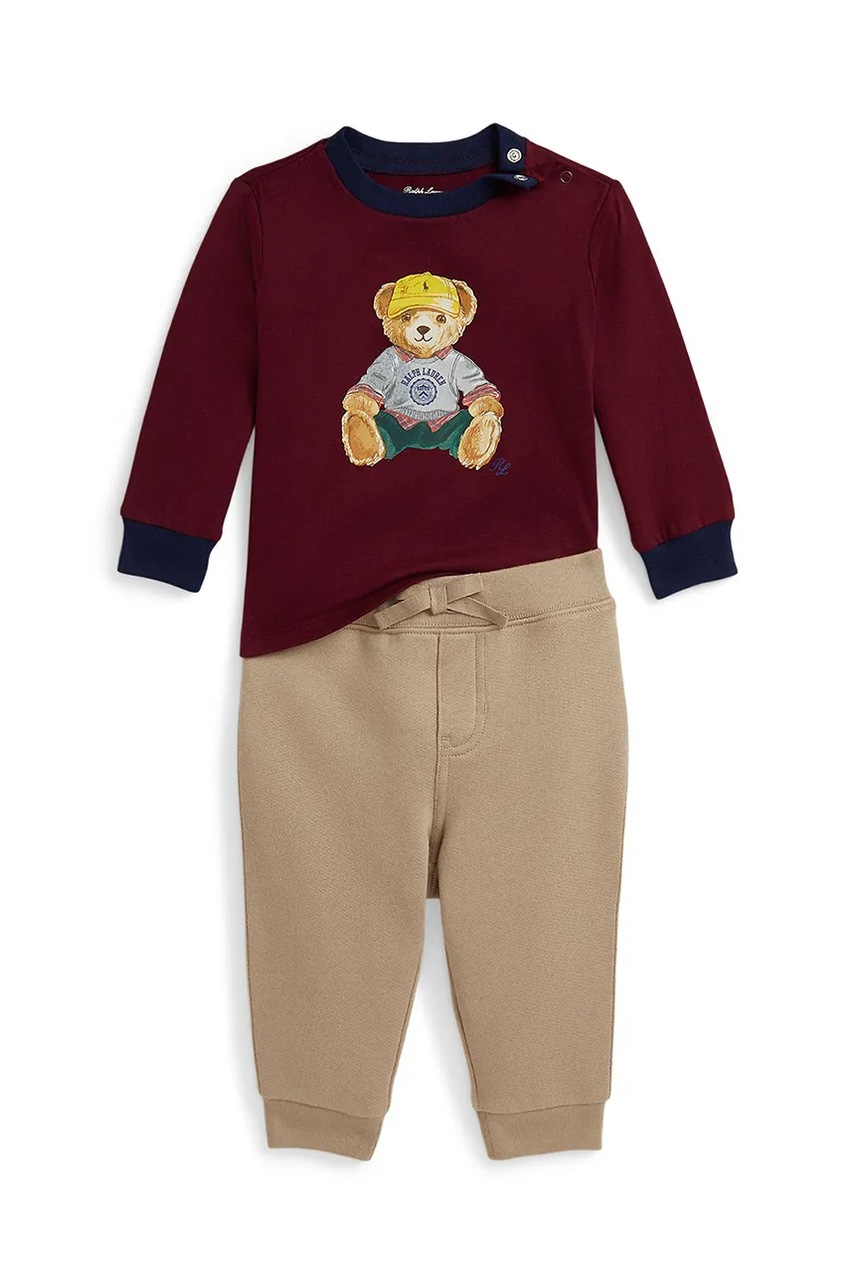 Levně Kojenecká tepláková souprava Polo Ralph Lauren vínová barva, 320980929001