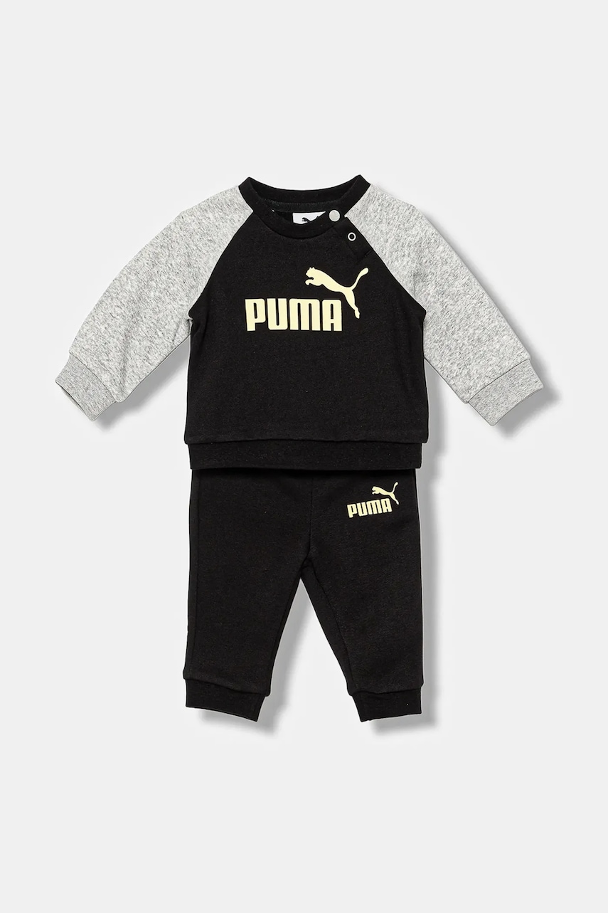 Levně Dětská tepláková souprava Puma MINICATS ESS Raglan Crew Set FL INF černá barva, 686281