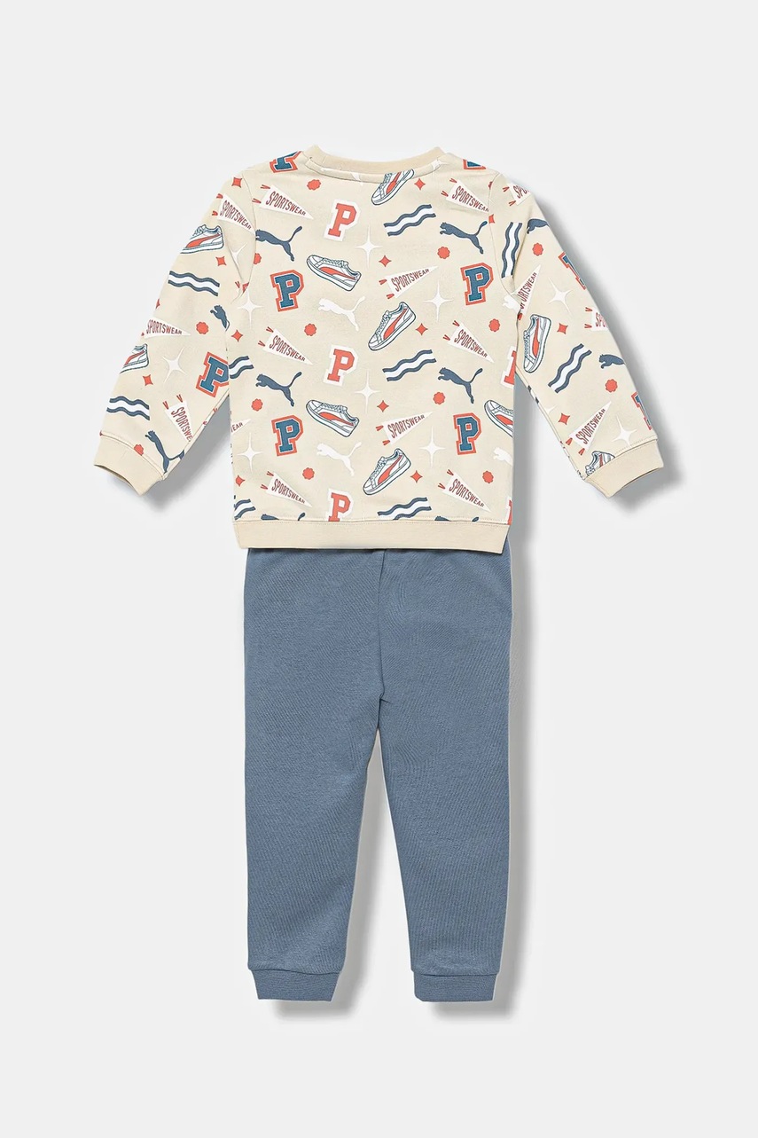 Детский спортивный костюм Puma MINICATS AOP Crew Set FL INF цвет бежевый 689731