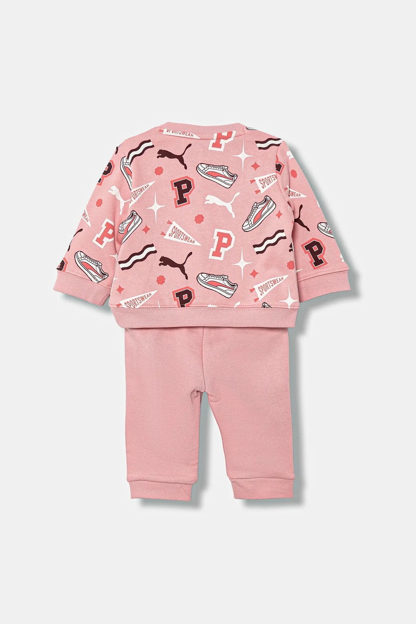 Детский спортивный костюм Puma MINICATS AOP Crew Set FL INF цвет розовый 689731 Детский спортивный костюм Puma MINICATS AOP Crew Set FL INF цвет розовый 689731