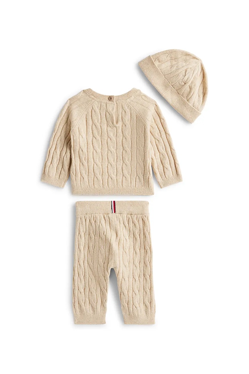 Комплект с хлопком для младенцев Tommy Hilfiger 3 шт цвет бежевый KN0KN02080