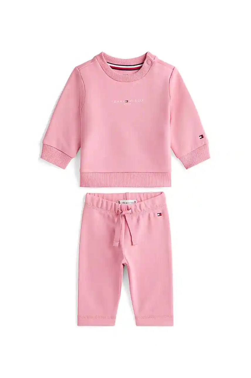 Levně Kojenecká tepláková souprava Tommy Hilfiger růžová barva, KN0KN02117