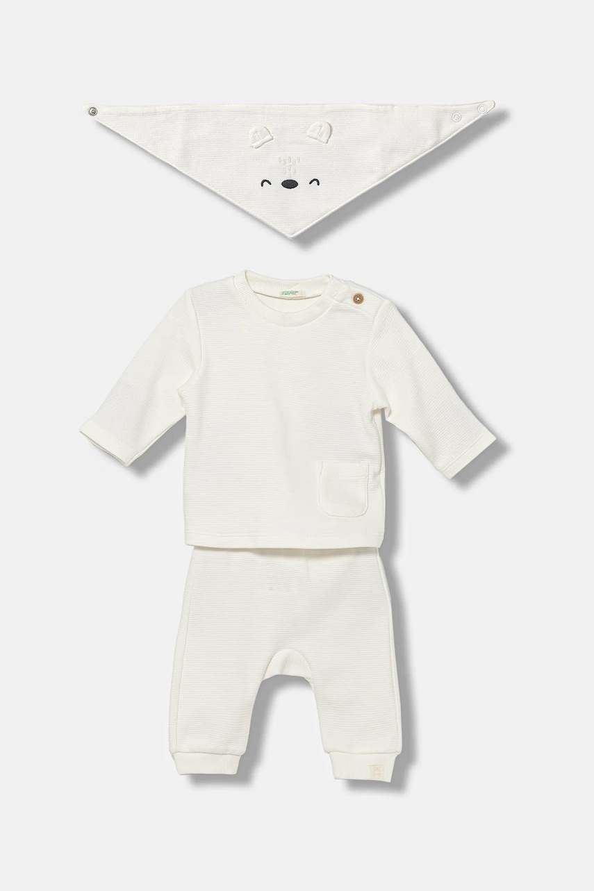 United Colors of Benetton set de bumbac pentru bebeluși culoarea bej, 30THAK018