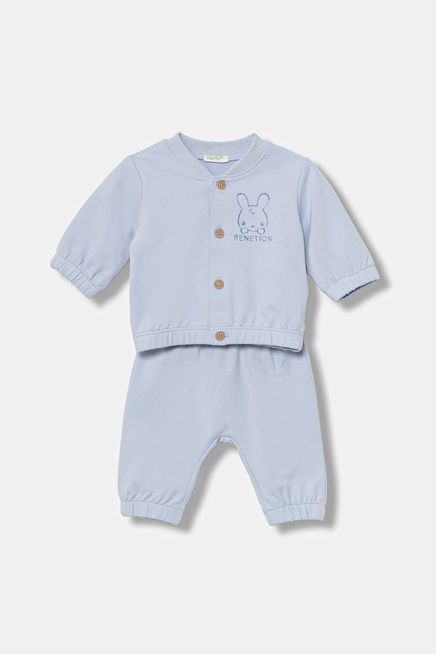 Levně Kojenecká tepláková souprava United Colors of Benetton modrá barva, 3MDSAK017