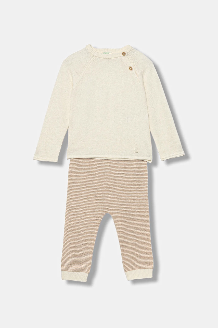 Levně Kojenecká sada s přídavkem vlny United Colors of Benetton 2-pack béžová barva, 106WB101G