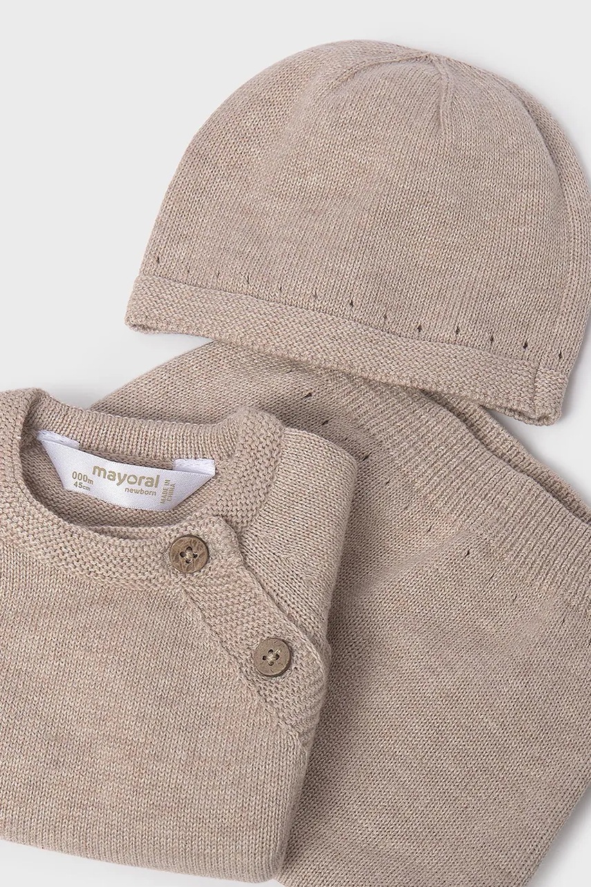 Детский хлопковый комплект Mayoral Newborn цвет бежевый 9981