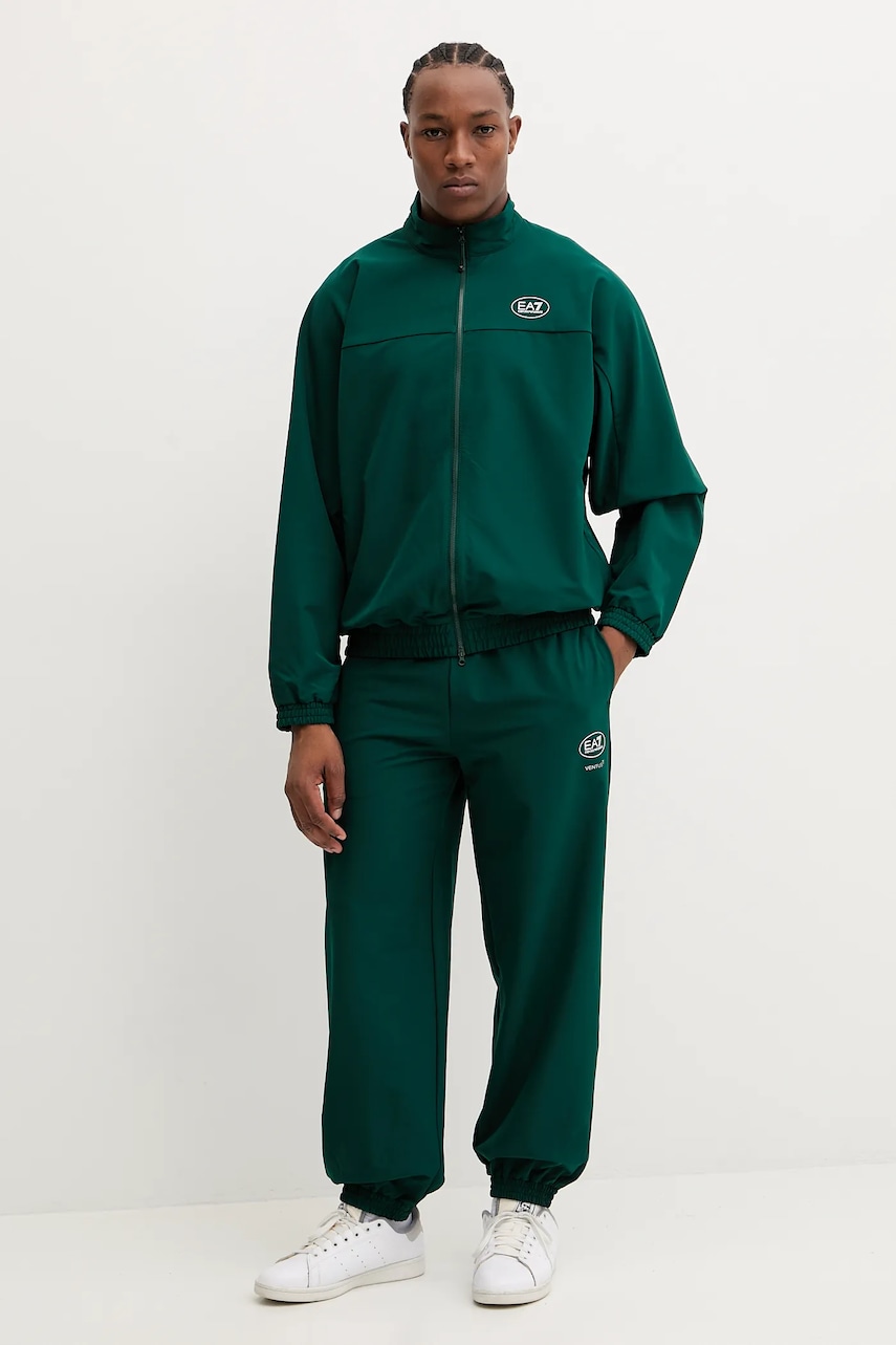 Levně Tepláková souprava EA7 Emporio Armani pánská, zelená barva, AF13555.7M000836