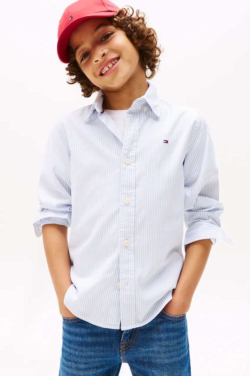 Levně Dětská košile Tommy Hilfiger modrá barva, KB0KB09605