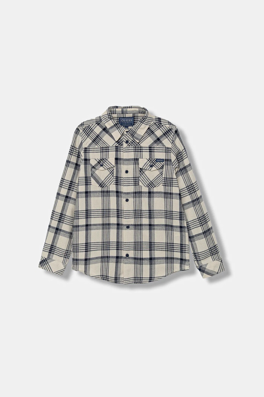 Levně Dětská bavlněná košile Guess béžová barva, L5YH03 WGA80