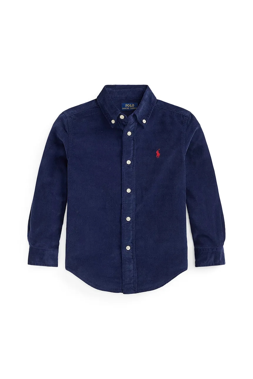 Детская хлопковая рубашка Polo Ralph Lauren цвет синий 322878888500 Детская хлопковая рубашка Polo Ralph Lauren цвет синий 322878888500