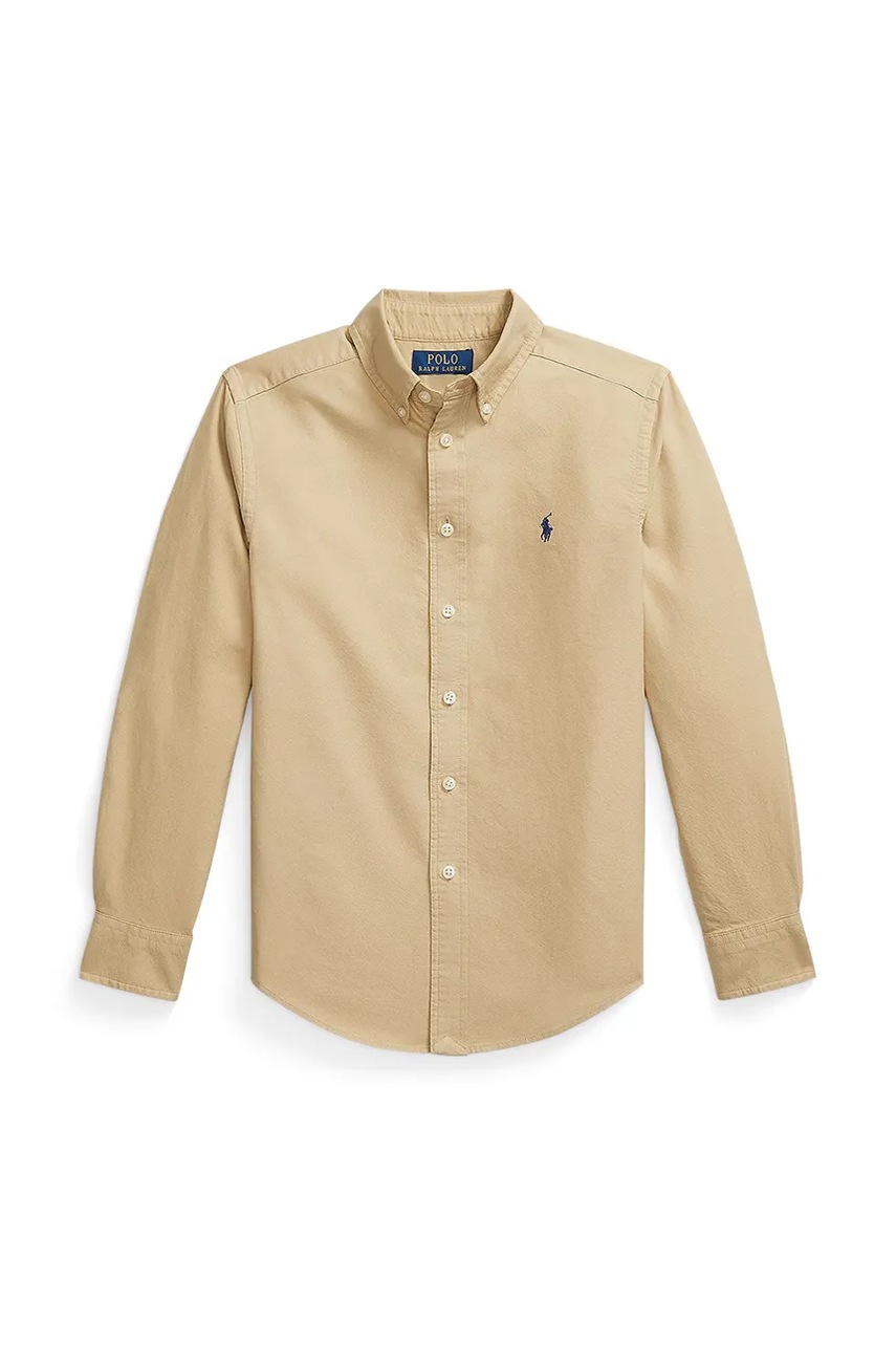 Детская хлопковая рубашка Polo Ralph Lauren цвет бежевый 323858909022 Детская хлопковая рубашка Polo Ralph Lauren цвет бежевый 323858909022