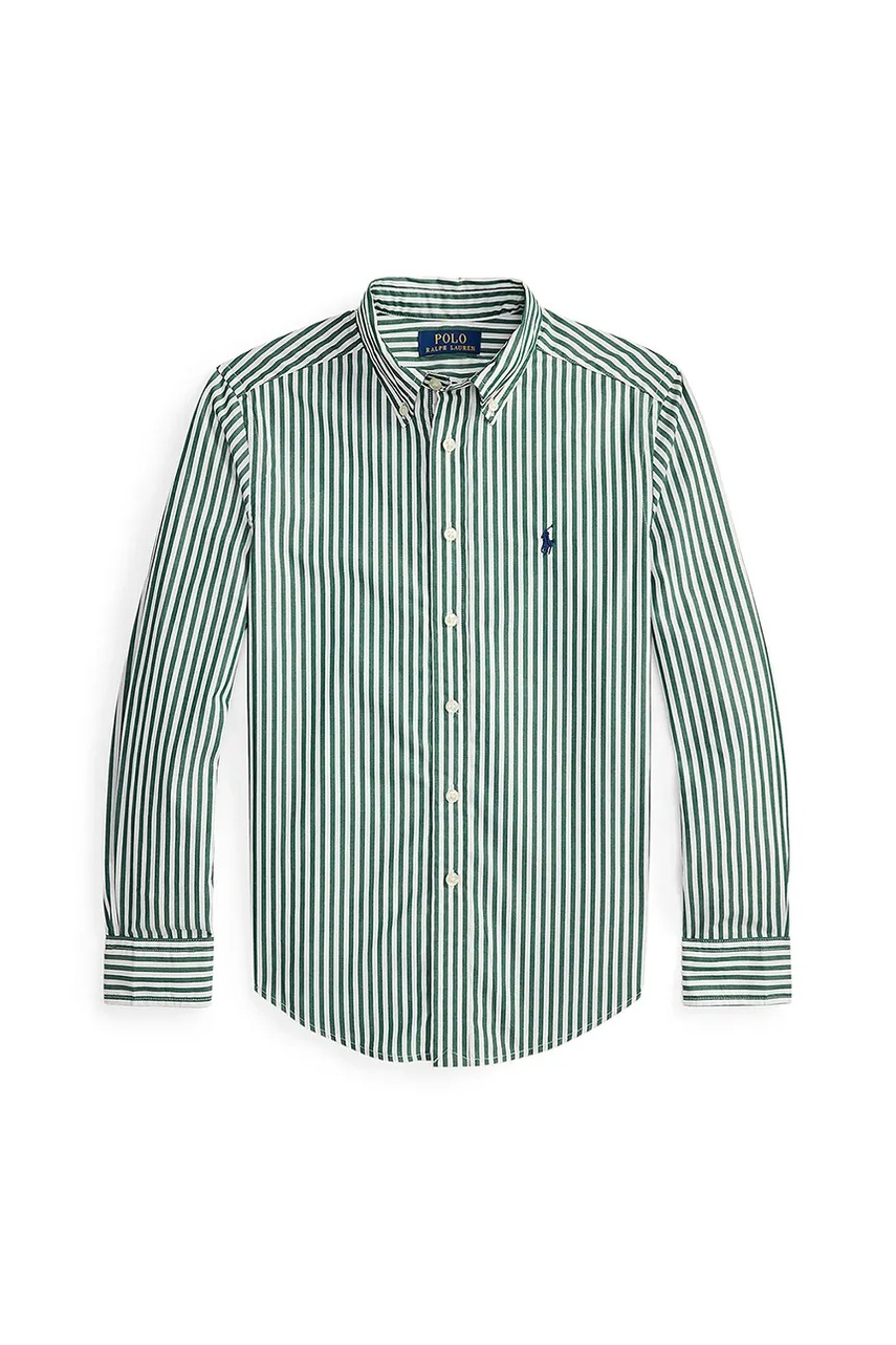 Детская хлопковая рубашка Polo Ralph Lauren цвет зелёный 323979319003 Детская хлопковая рубашка Polo Ralph Lauren цвет зелёный 323979319003