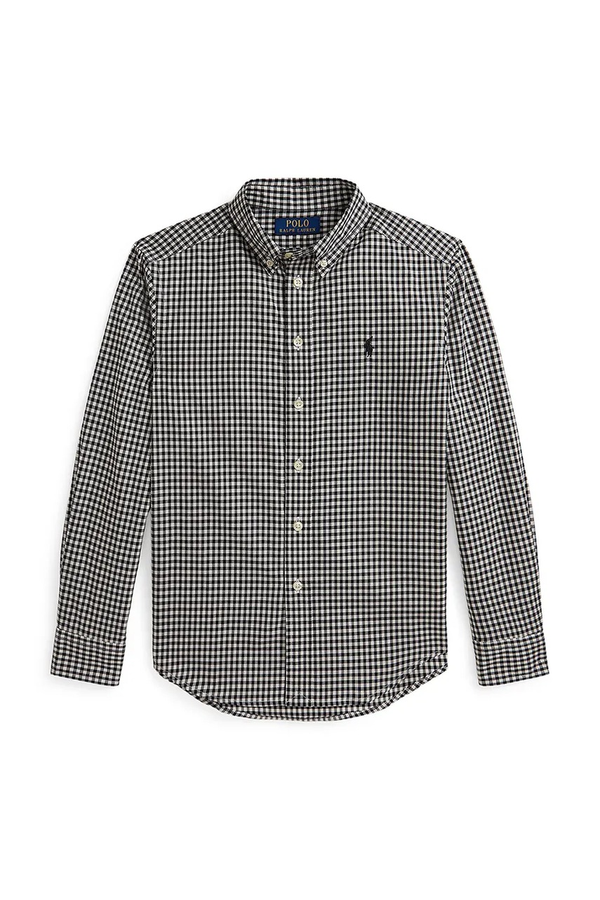 Levně Dětská bavlněná košile Polo Ralph Lauren černá barva, 323980977002