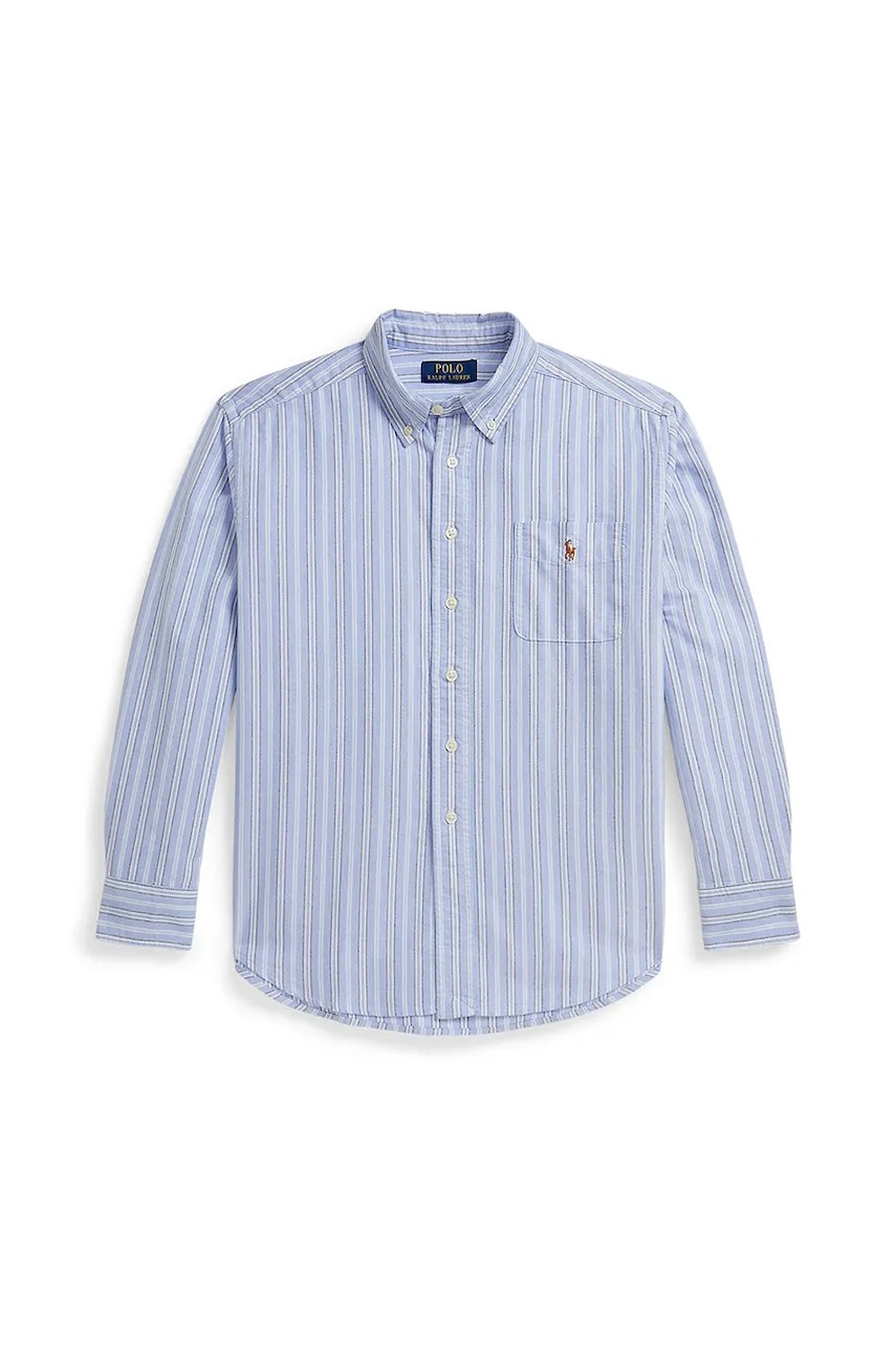 Levně Dětská bavlněná košile Polo Ralph Lauren modrá barva, 323981020001